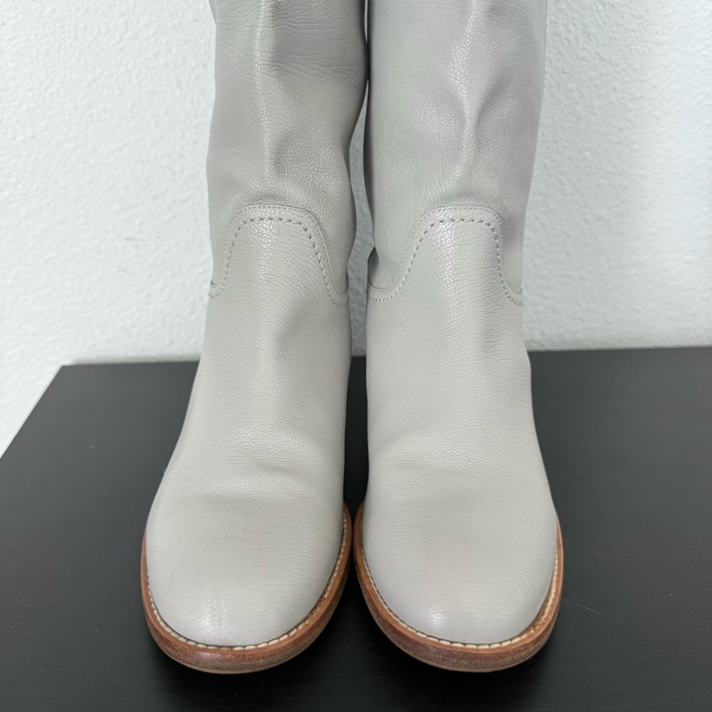 CHANEL Ascot Calfskin Leather Knee High CC Logo Riding Boots - Picture 5 of 15